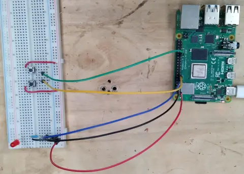 Photograph of a circuit for using button presses to modify PWM.