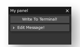 A panel with a hidden section - clicking a dropdown that says 'Edit Message!' shows the textbox from before.